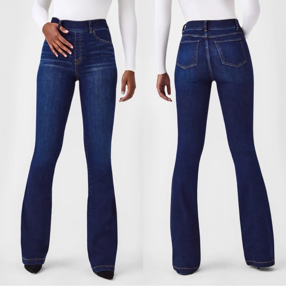 High-Rise Dark Blue Flare Jeans - Women's